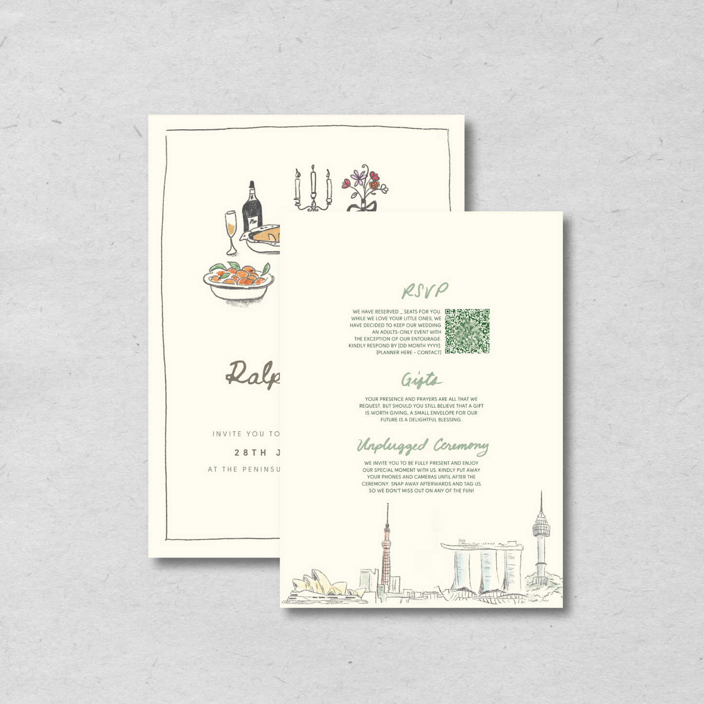 City Chic Hand Drawn Wedding Suite
