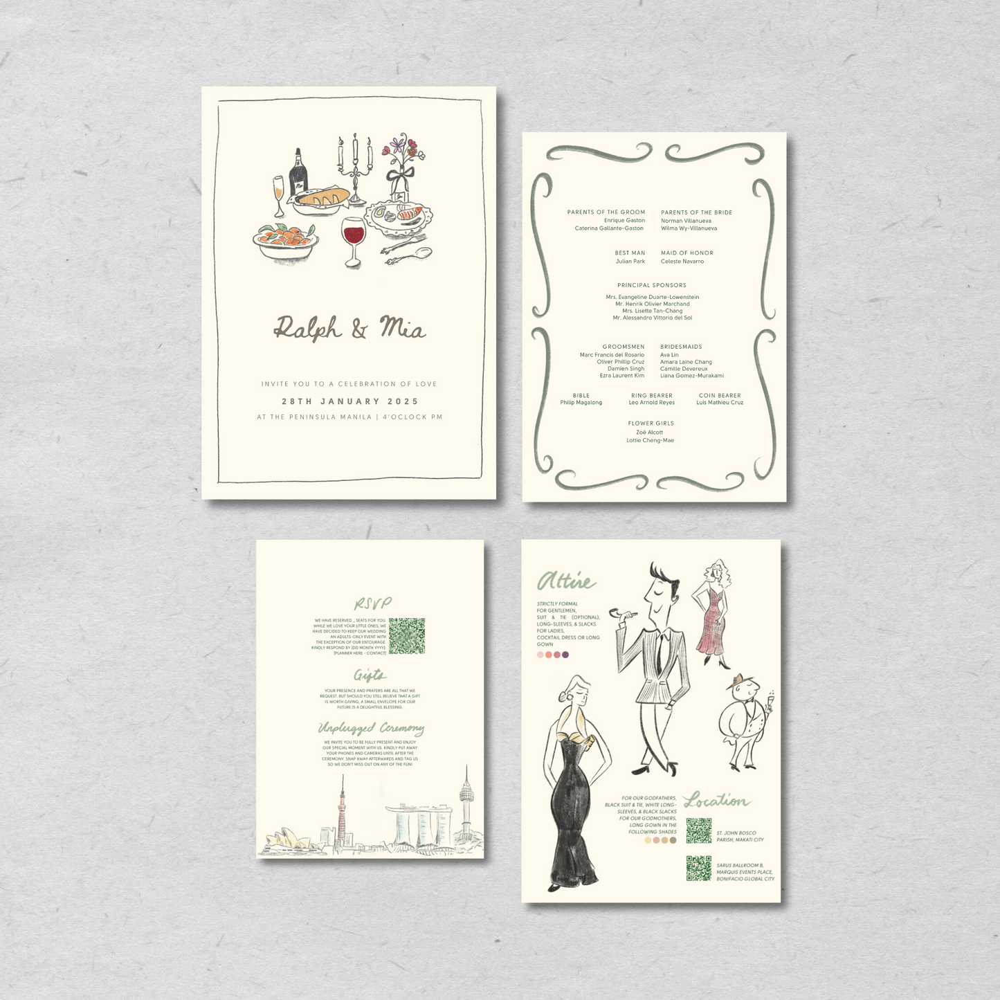 City Chic Hand Drawn Wedding Suite